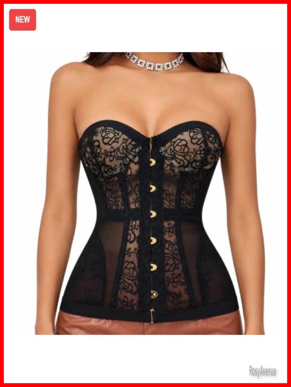 Lace Corset Top Strapless Boned Bustier Shapewear Floral Overbust